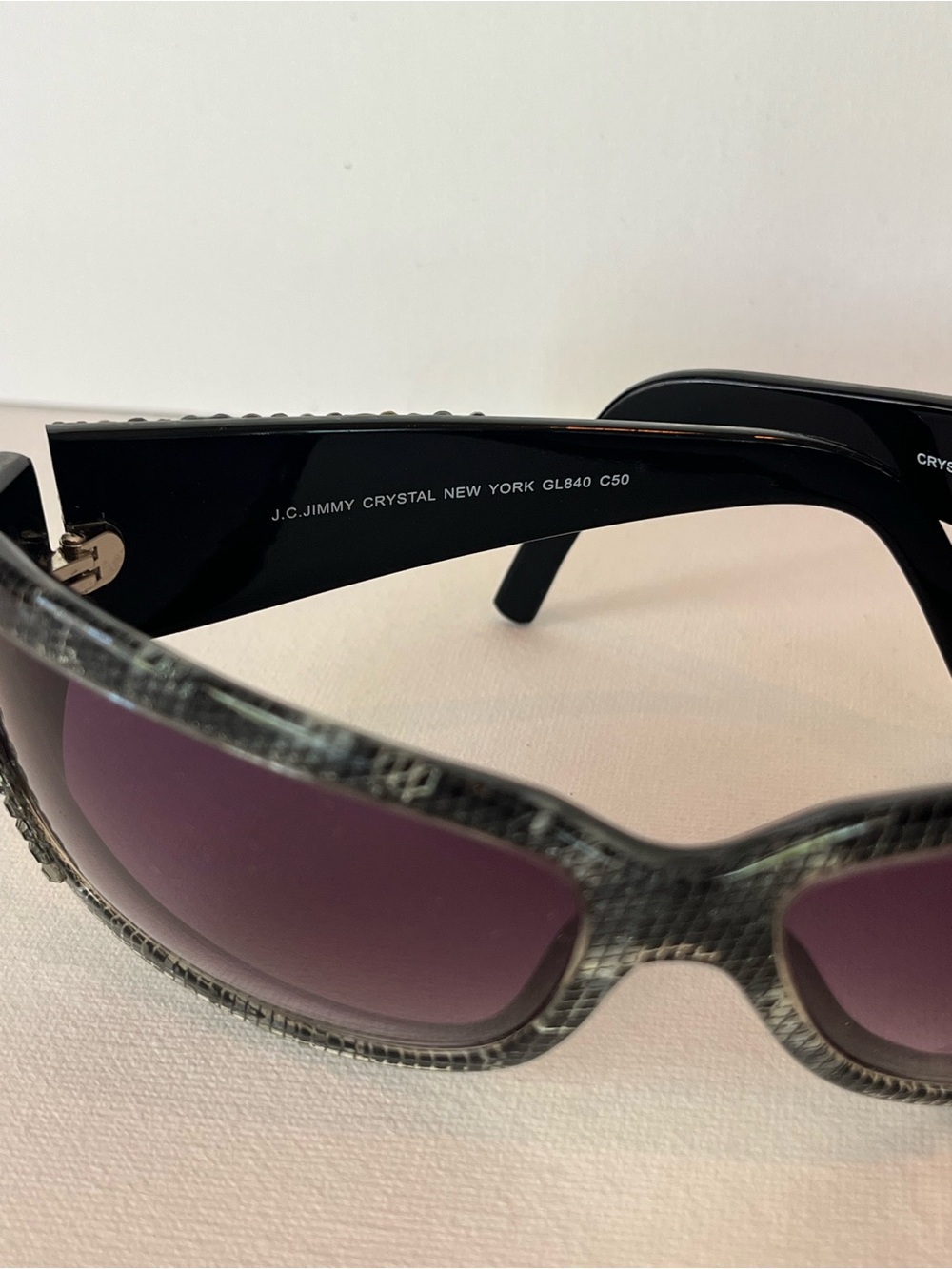 Jimmy Crystal GL840 C50 Swarovski Butterfly Oversized Sunglasses Black - Picture 3 of 8
